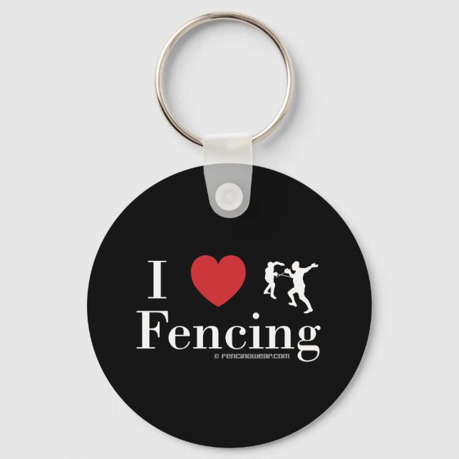 I Love Fencing Key Ring (Front)
