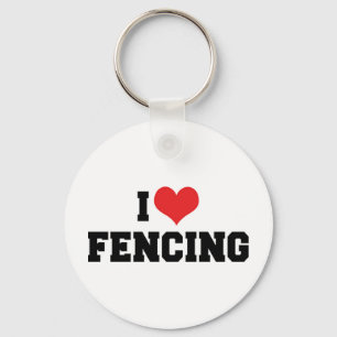 I Love Fencing Keychain