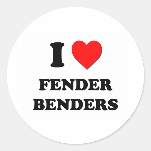 I Love Fender Benders Classic Round Sticker (Front)