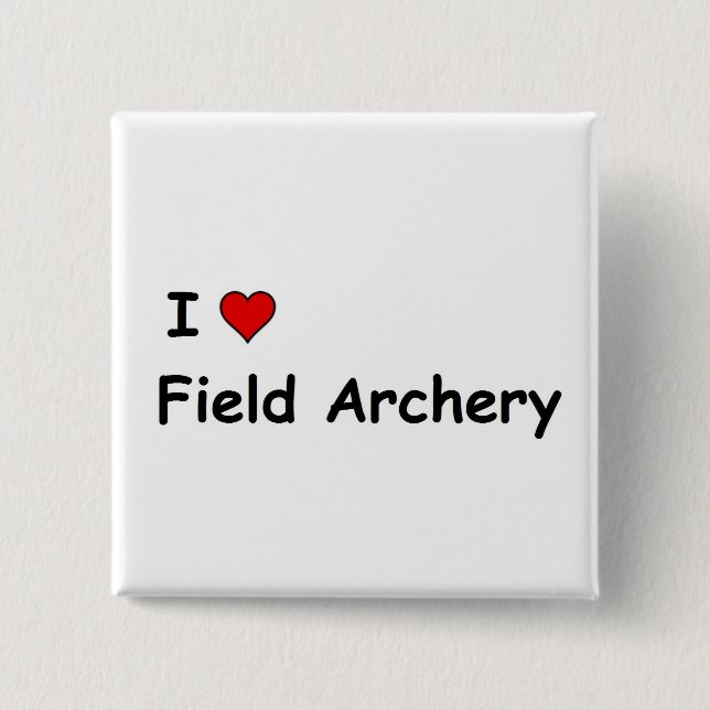 I Love Field Archery 15 Cm Square Badge (Front)