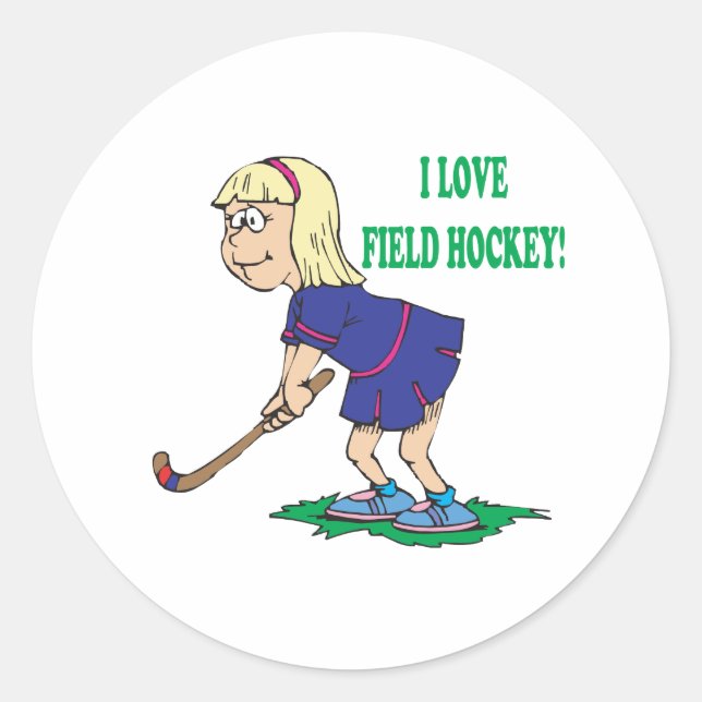 I Love Field Hockey Classic Round Sticker (Front)