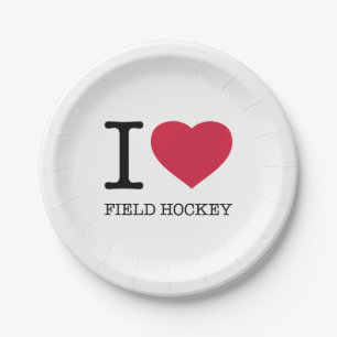 I LOVE FIELD HOCKEY PAPER PLATE
