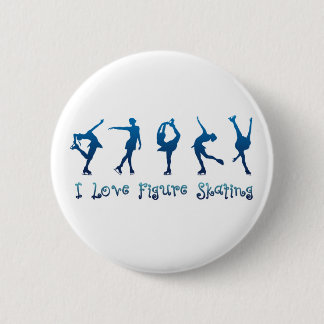 I love figure skating- blue 6 cm round badge