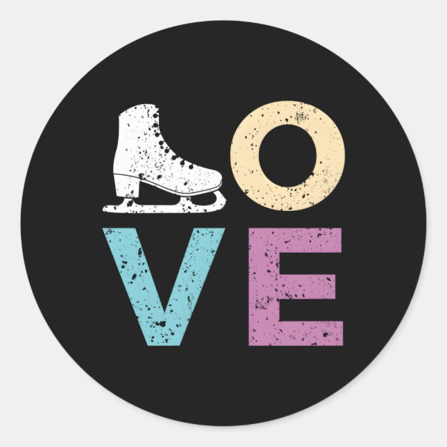 I Love Figure Skating Classic Round Sticker (Front)