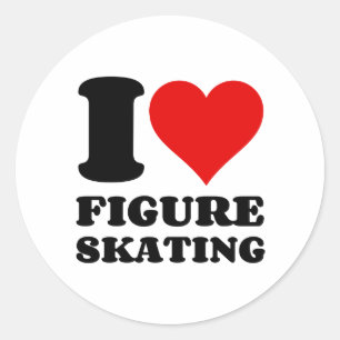 I LOVE FIGURE SKATING CLASSIC ROUND STICKER
