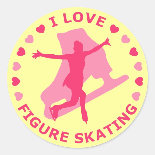 I Love Figure Skating Classic Round Sticker (Front)