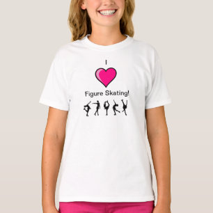 I Love Figure Skating pink heart and skater design T-Shirt