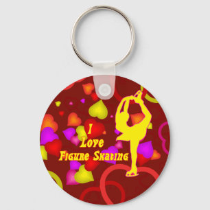 I Love Figure Skating Retro Key Ring