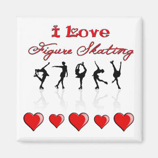 I Love Figure Skating w/ Hearts & Reflections Magnet