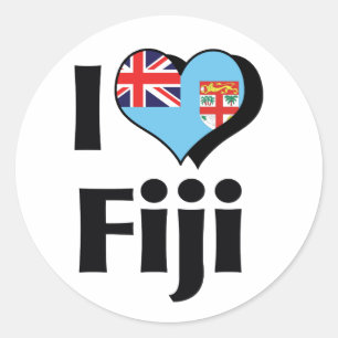 I Love Fiji Flag Classic Round Sticker