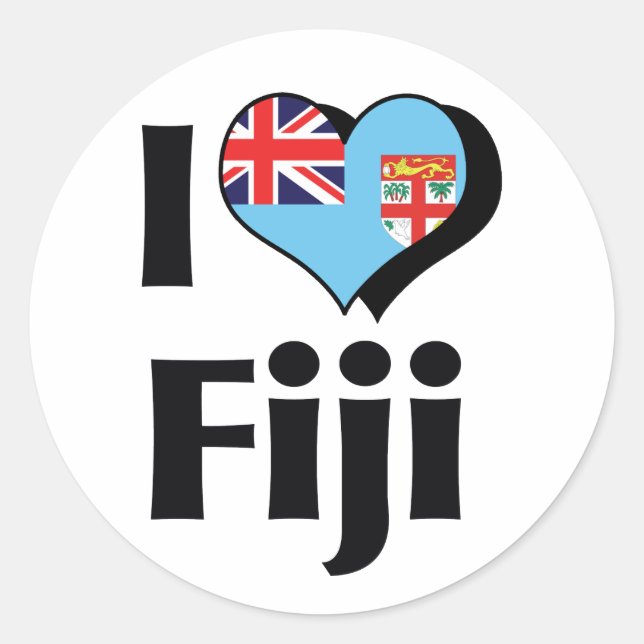 I Love Fiji Flag Classic Round Sticker (Front)