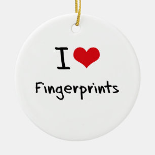 I Love Fingerprints Ceramic Tree Decoration
