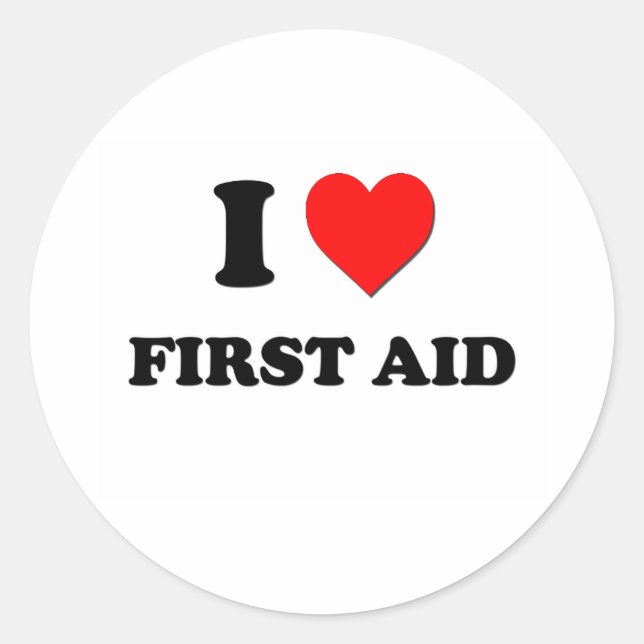 I Love First Aid Classic Round Sticker (Front)