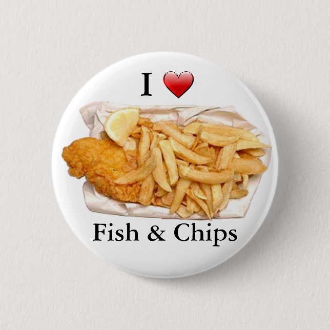 I Love Fish and Chips 6 Cm Round Badge (Front)