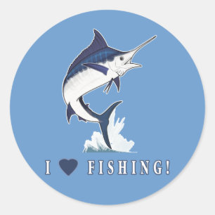 I Love Fishing: Atlantic Blue Marlin Classic Round Sticker