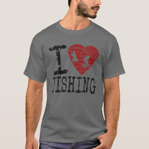I Love Fishing, Awesome Fish Heart Graphic Fishing T-Shirt