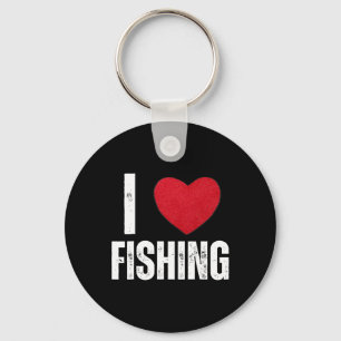 I Love Fishing Gifts For Kids Fishing Men I Heart Key Ring