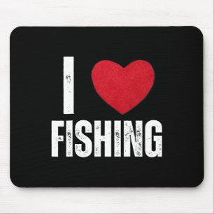 I Love Fishing Gifts For Kids Fishing Men I Heart Mouse Mat