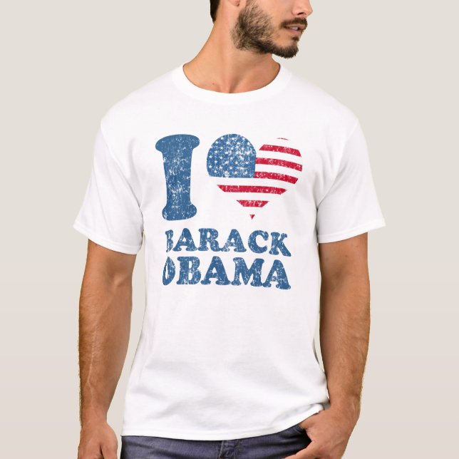 I love (flag) Barack Obama t shirt (Front)