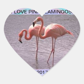 I LOVE FLAMINGOS 2017 HEART STICKER