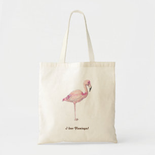 I love Flamingos   Pink Flamingo illustration Tote Bag