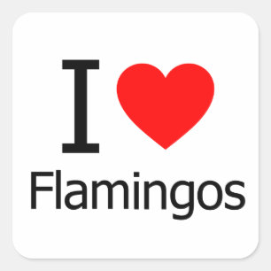 I Love Flamingos Square Sticker