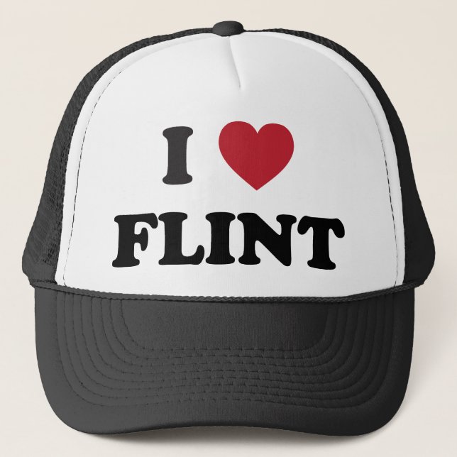 I love Flint Michigan Trucker Hat (Front)