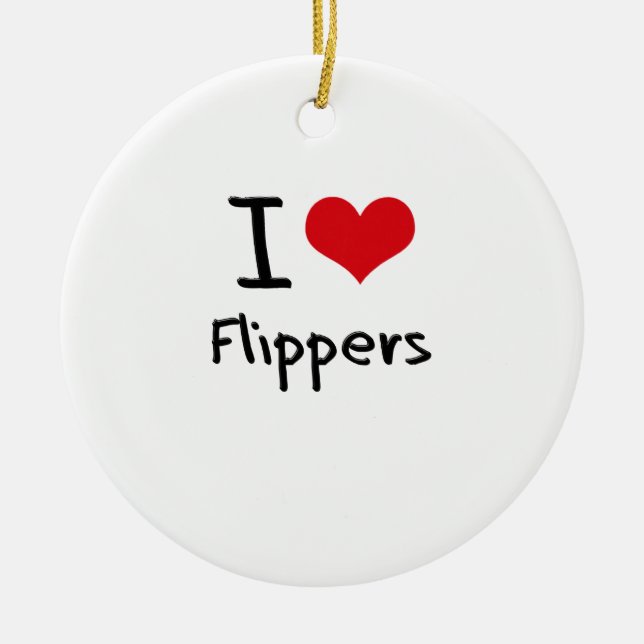 I Love Flippers Ceramic Tree Decoration (Front)