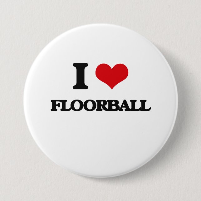 I Love Floorball 7.5 Cm Round Badge (Front)
