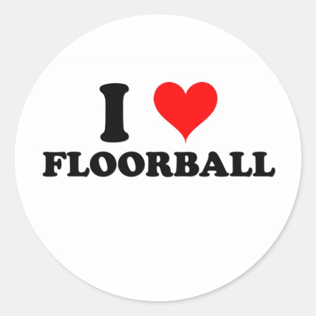 I Love Floorball Classic Round Sticker (Front)