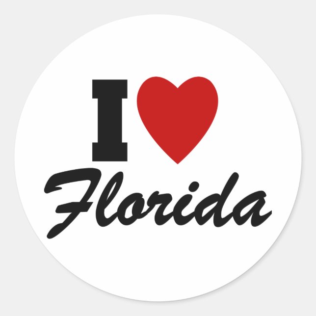 I Love Florida Classic Round Sticker (Front)