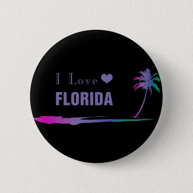 I Love Florida Colorful Purple Button (Front)