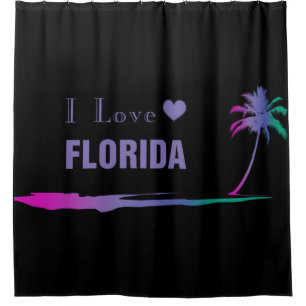 I Love Florida Colorful Purple Shower Curtain