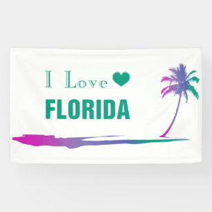 I Love Florida Colourful Green Banner