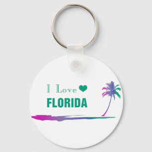 I Love Florida Colourful Green Keychain