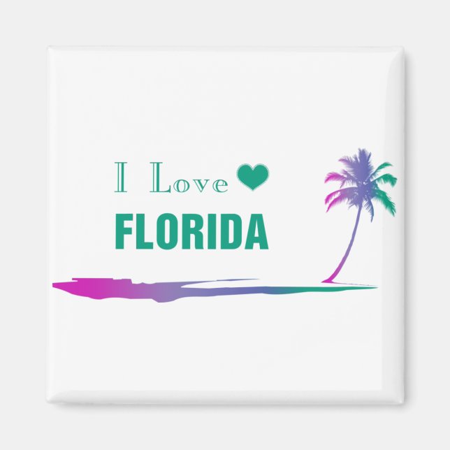 I Love Florida Colourful Green Magnet (Front)