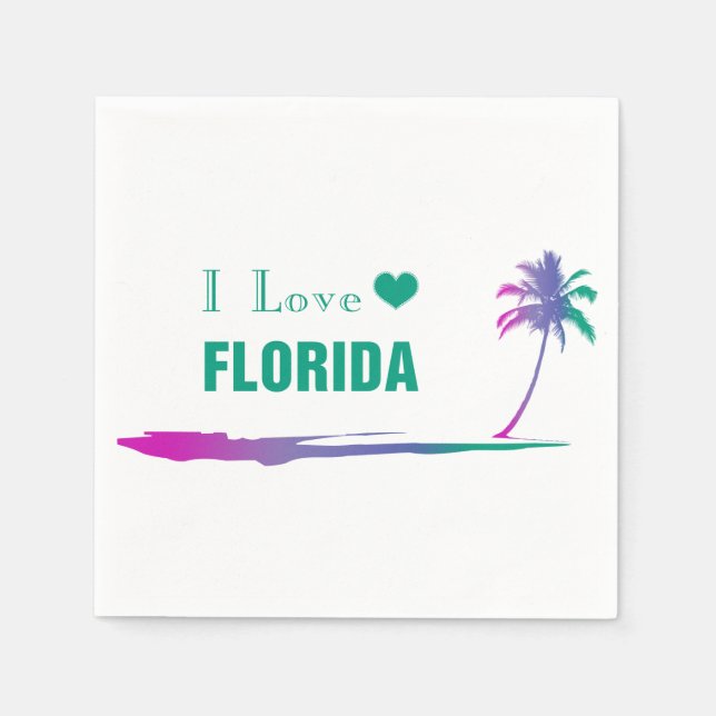 I Love Florida Colourful Green Napkins (Front)