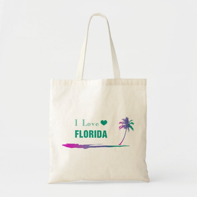 I Love Florida Colourful Green Tote Bag (Front)