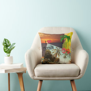 I Love Florida, Colourful Popular Tropical Design, Cushion