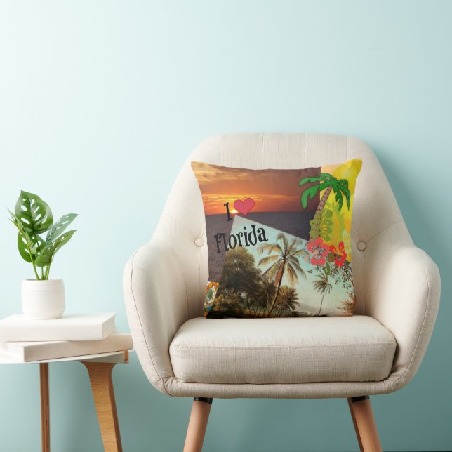 I Love Florida, Colourful Popular Tropical Design, Cushion (Chair)