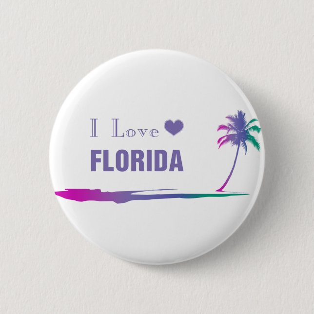 I Love Florida Colourful Purple 6 Cm Round Badge (Front)