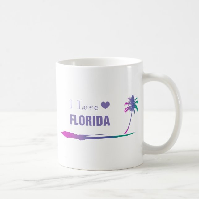 I Love Florida Colourful Purple Coffee Mug (Right)