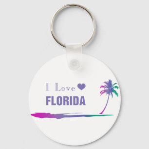 I Love Florida Colourful Purple Key Ring