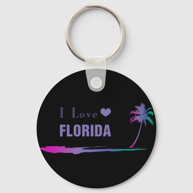 I Love Florida Colourful Purple Keychain (Front)
