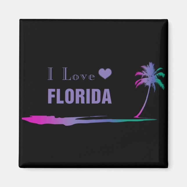 I Love Florida Colourful Purple Magnet (Front)