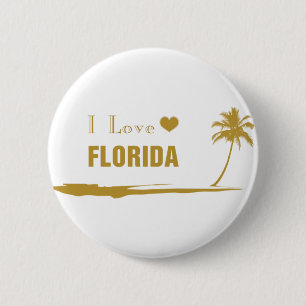 I Love Florida Gold 6 Cm Round Badge