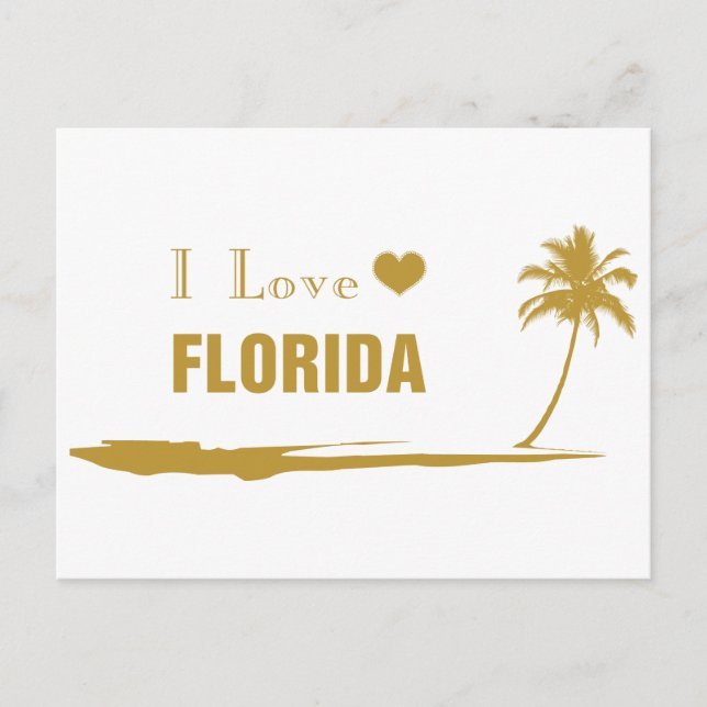I Love Florida Gold Postcard (Front)