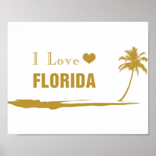 I Love Florida Gold Poster