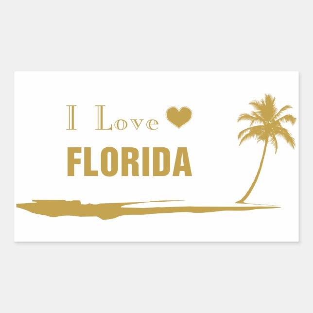 I Love Florida Gold Rectangular Sticker (Front)