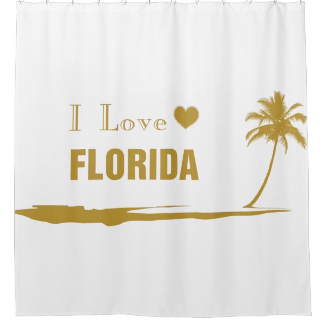 I Love Florida Gold Shower Curtain (Front)